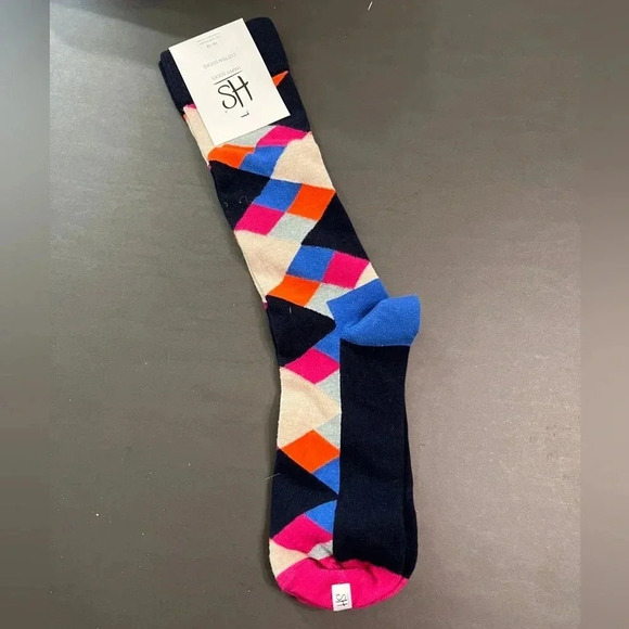 HAPPY SOCKS Men's Circles Cotton Crew Socks, Black, 10-13 - Picture 2 of 2